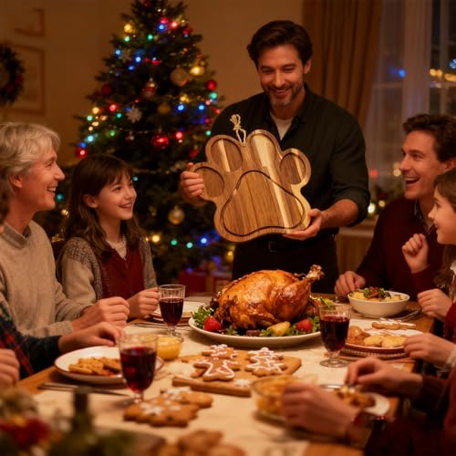 Tabla de Cortar Grande en Forma de Huella de Acacia de 35 cm - Regalo para Amantes de Mascotas miniatura 4