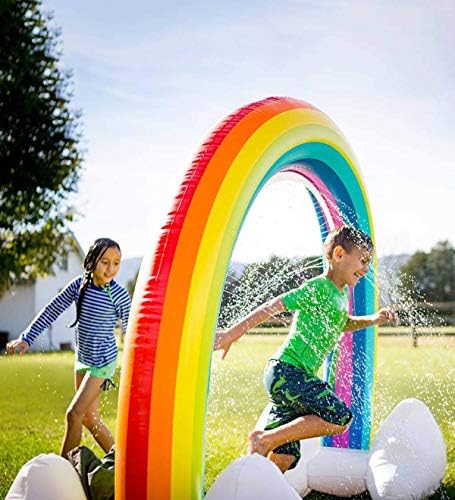 NaNa Chic Jewelry Forstart Summer Sprinkler Toy Inflatable Rainbow Inflatable Rainbow Arch Lawn Beach Outdoor Toy Oversize 6 Feet Rainbow Color