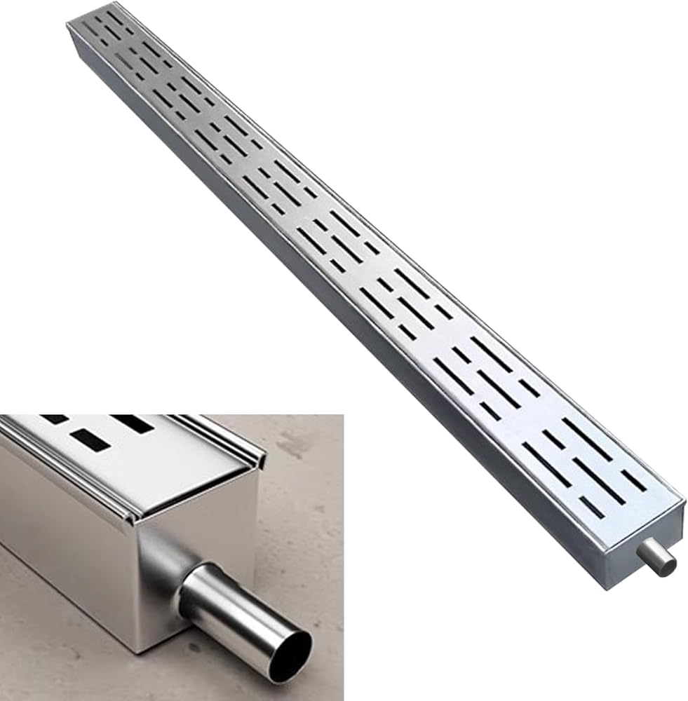 GLDYTVF Stainless Steel Channel Drain KitCustom Trench Drain System with End/Outlet for Driveway Water Diversion HeavyDuty Easy Installation Durable Drainage Solution