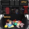 Organizador de Baúl para Asiento Trasero, Compatible con KIA Sonet, Organizador Colgante con Red Elástica Resistente, Negro 4
