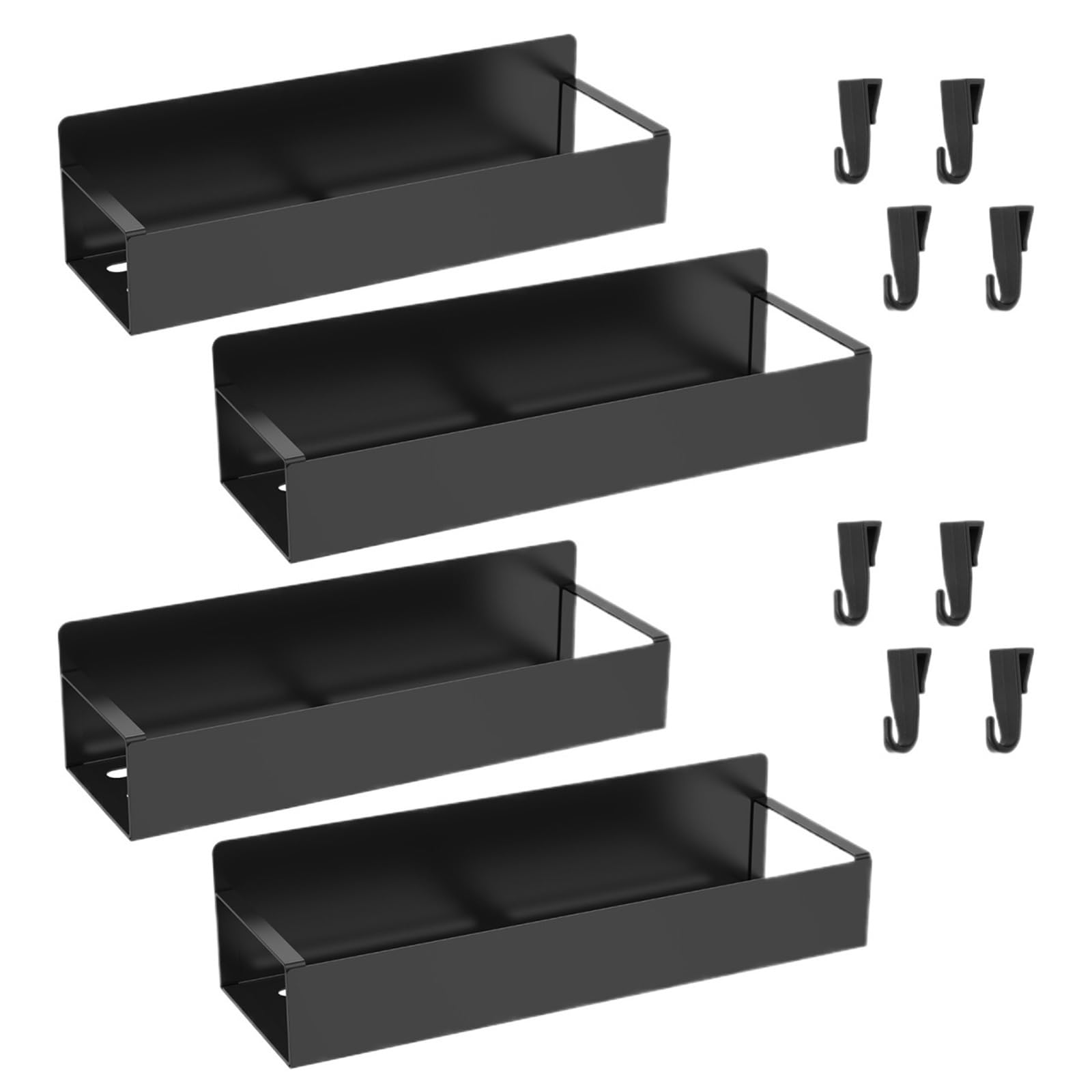 JTKSSCS Magnetic Shelf 4 Pcs Refrigerator Strong Magnetic Shelf Kitchen Seasoning Spice Storage Rack Microwave Fridge Cabinet Multifunctional Organizer(4Pcs Black)