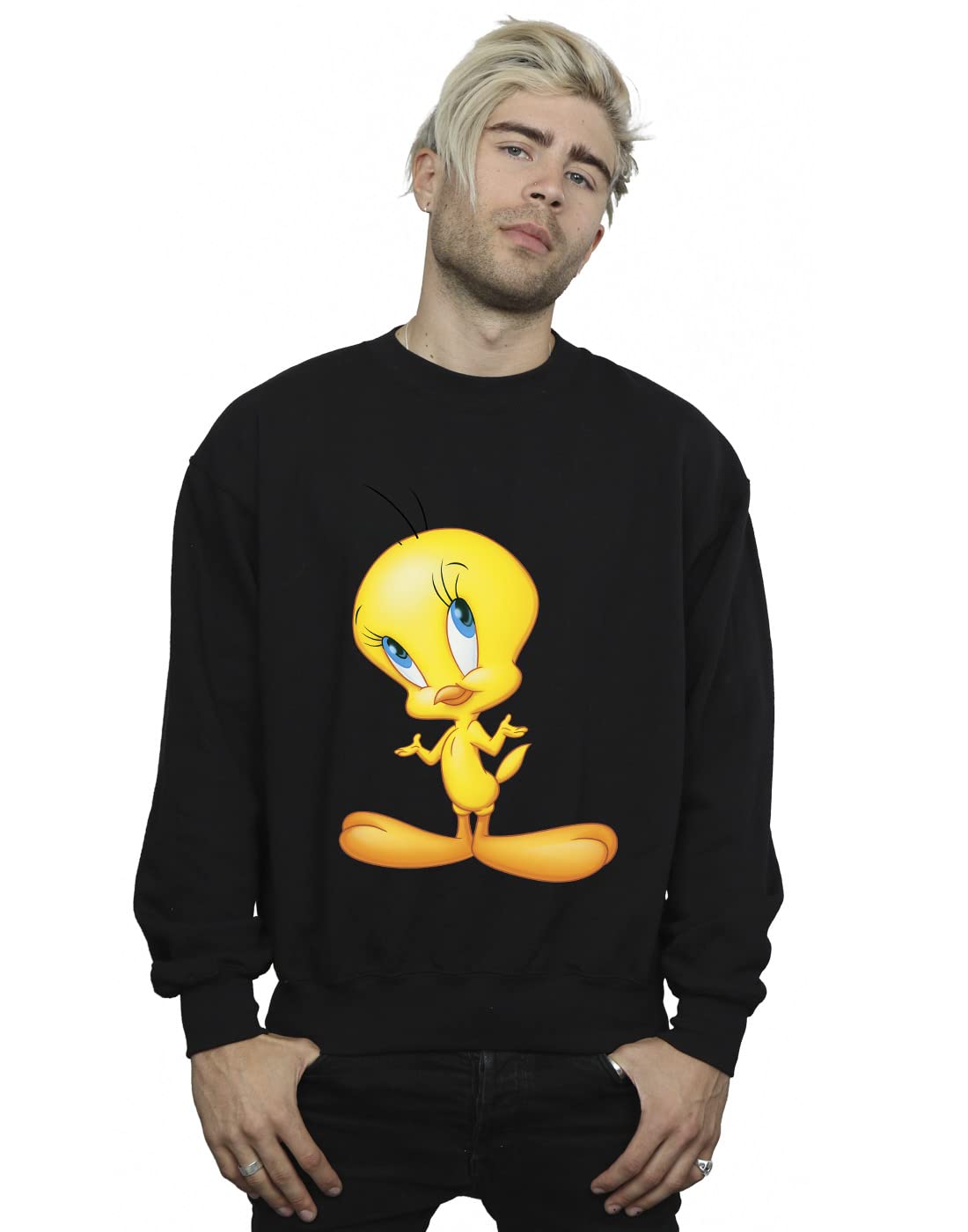 Absolute Cult Men's Black Looney Tunes Tweety Standing Sweatshirt XX-Large