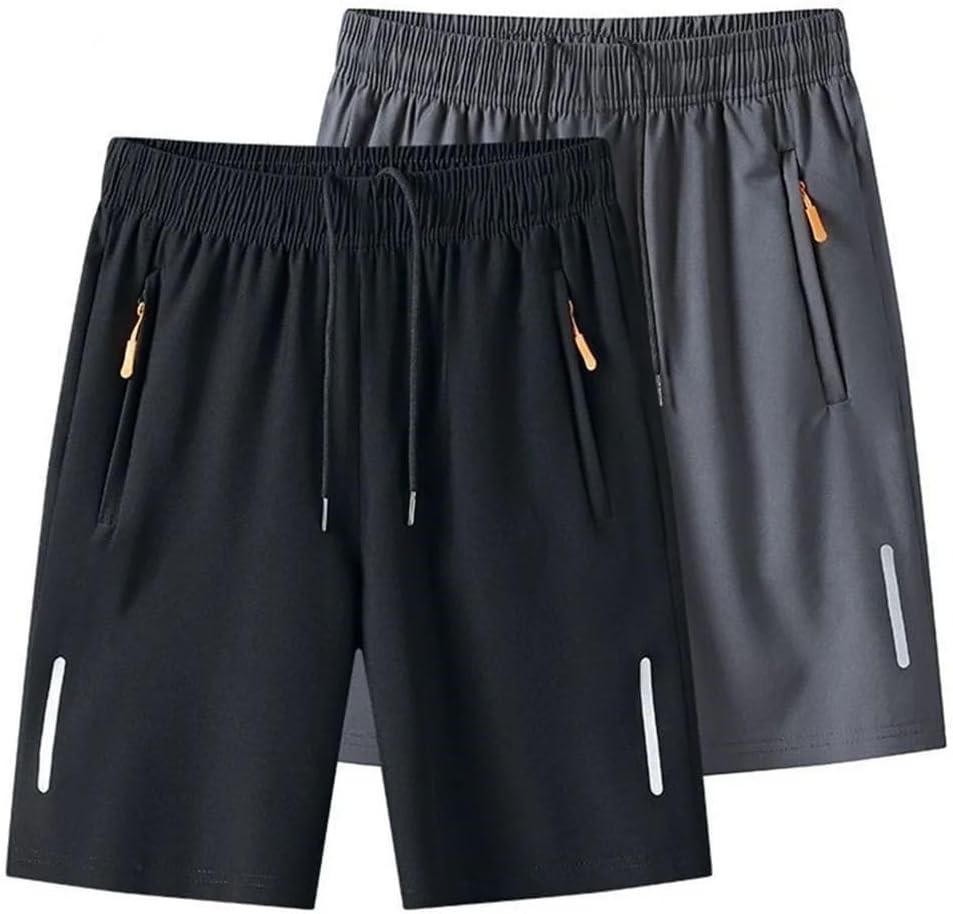 Men's Pleated Casual Shorts High Waist Straight Fit Grey Loose Korean Style Summer Shorts