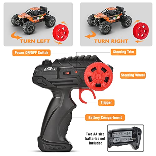 Vatos Rc Cars,1:16 Scale All Terrain Remote Control Car,2Wd 2.4 Ghz Off Road High Speed 20 Km/H Rc Monster Truck Racing Cars Electric Vehicle With Two Batteries, Xmas Gifts For Kid Boys Girls & Adults #TOP5