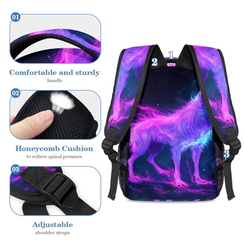Sac à dos parfait pour les étudiants ado loup violet 2pcs