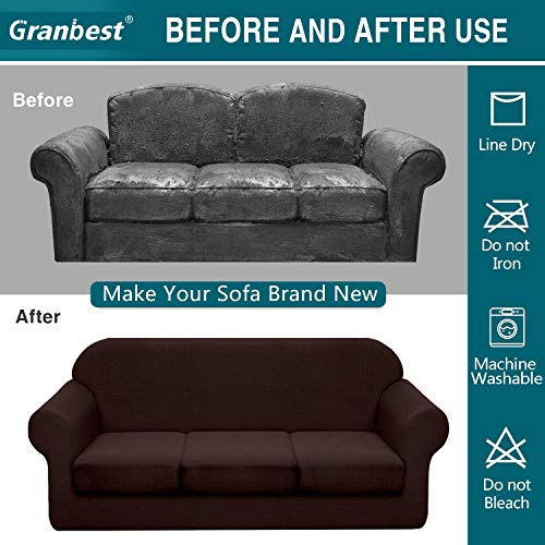 image for Granbest 4 Piece Premium Water-Repellent Sofa Slipcover for 3 Cushion 
