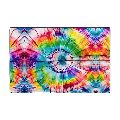 GaxfjRu Alfombras hippies de teñido anudado para dormitorio, alfombra de puerta delantera, entrada exterior, alfombra lavable, alfombra de área de 9 x 12 pulgadas para sala de estar