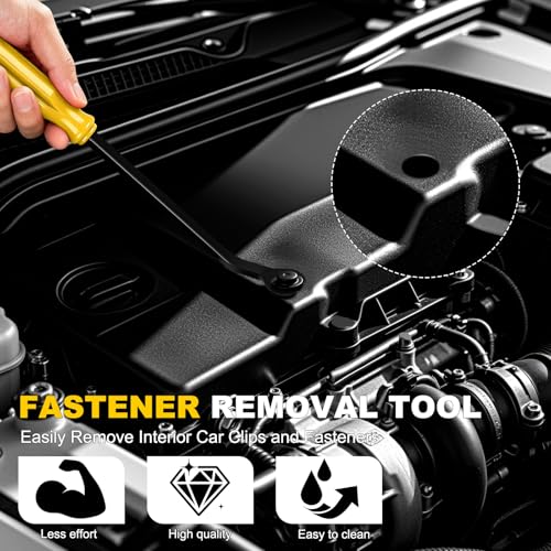 Image of 14PCS Auto Trim Removal Tool kit, Car Clip Removal Tools Kit No Scratch Plastic Pry Tool Door Panel Rivet Pliers Tool Kit,Interior Fastener Puller Set for Vehicle Dash Radio Audio Installer Yellow