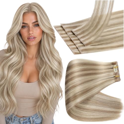 Image of Full Shine Seamless Clip-In Hair Extensions, Platinum Highlights Remy