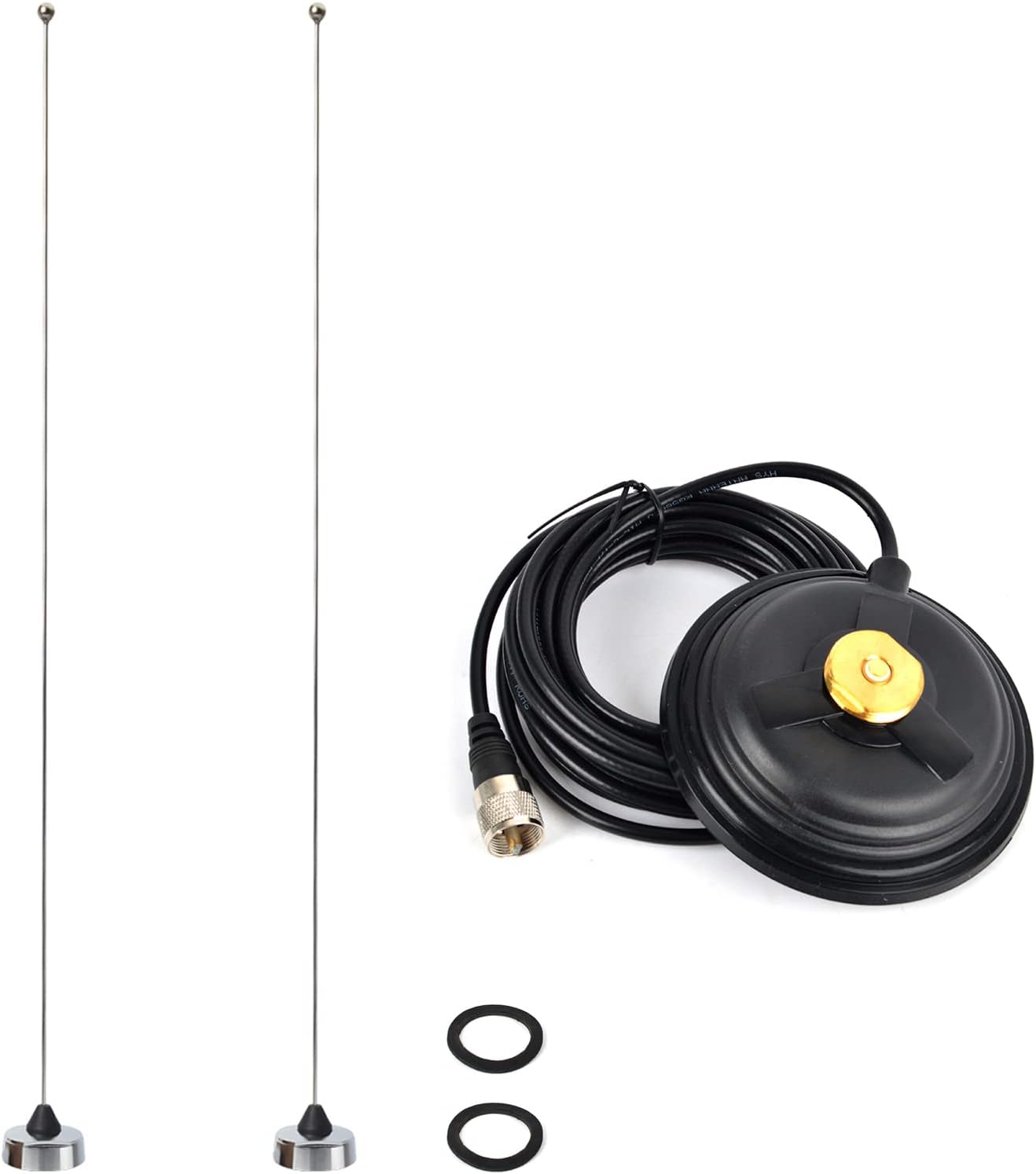 2 Packs VHF NMO Antenna Bundle with 4.3inch NMO Magnetic Mount