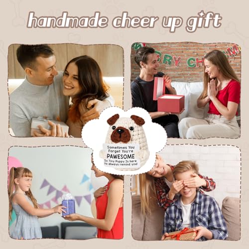 SPERMUOY Positive Hund Geschenke,Gehäkelte Kuscheltiere Hund Emotional Support Geschenk,Pocket Positive Pocket Hug Positive Kartoffel.