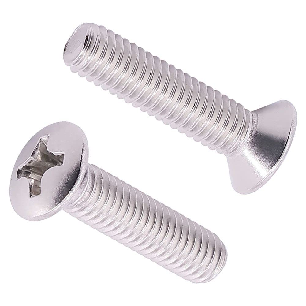 M6-1.0 x 25mm (20 pcs) Oval Head Phillps Drive Machine Screws, Cross Recessed Machine Screws with Slightly Raised Countersunk Head, 304 Stainless
