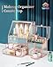Youdepot Glass Makeup Organizer - Multi-Functional 3-in-1 Cosmetic Organizer for Skincare, Lipstick, Brushes - Vanity Organizer & Bathroom Organizer