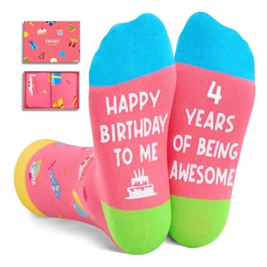 Zmart 4th Birthday Gifts for Girls - Socks for Toddlers 4t, 4 Year Old Girl Boy Gift Ideas, Presents for 4 Year Olds, Pink