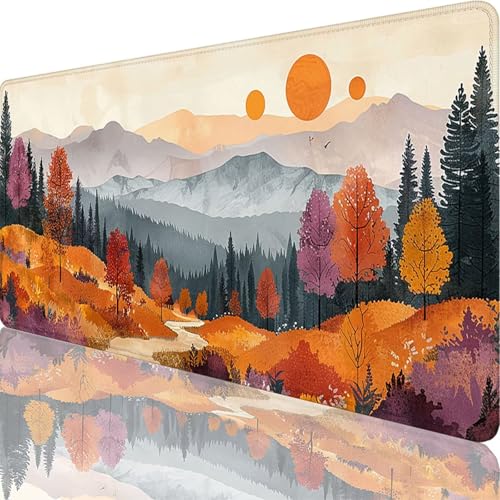 Amarillo Alfombrilla Ratón Montaña Alfombrilla Gaming XXL 1000x500x3 mm, Lavable, con Superficie Suave y Base de Goma Antideslizante, Tapete Escritorio Mouse Pad para Gaming Casa, Regalo Mujer 58-5a