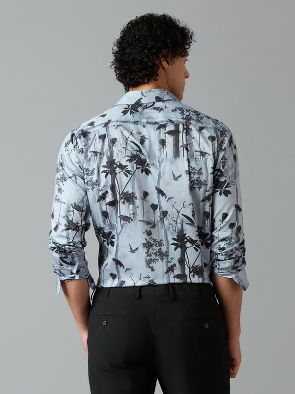 Image of Men's Printed Regular Fit Full Sleeves Cotton Formal Shirt