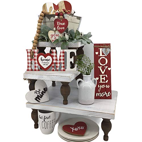Farmhouse Tiered Tray to Display Tiered Tray Decor Or Coffee Bar Decor. This Display Riser Can Be A 3 Tiered Tray Or Separated Into A Single and Two Tier Tray. Your Wooden Tiered Stand Will Impress