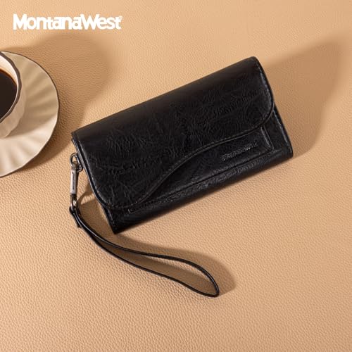 Image of Montana West Wallets for Women Large Phone Wristlet Wallets Trifold Money Organizers with Coin Purse and Wrist Strap