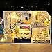 UniHobby DIY Dollhouse Kit with Furniture LED Light Dust Proof Cover 1:24 Scale DIY Miniature Dollhouse Kit Wooden House Toy