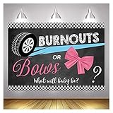 XLL Burnouts or Bows Gender Reveal Photography Backdrop Pink or Blue He or She Baby Shower Party...