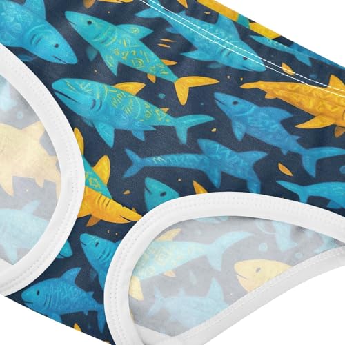 Joisal Cotton Toddler Underwear Floral Cute Sharks Blue Yellow Cute Panties Girl Artistic Briefs Underpants 2t4