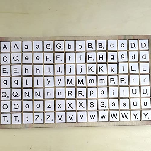 100 piezas de fichas de madera con letras coloridas miniatura 4