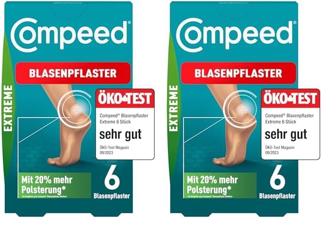 Compeed Blasenpflaster Extreme– Hydrokolloid-Pflaster für extra starken Schutz bei Blasen an den Fersen,6 Stück (2er Pack)