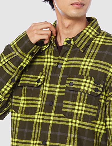 Volcom Men's Sherpa Lined Snow Flannel Jacket, Black Green, Medium #TOP4