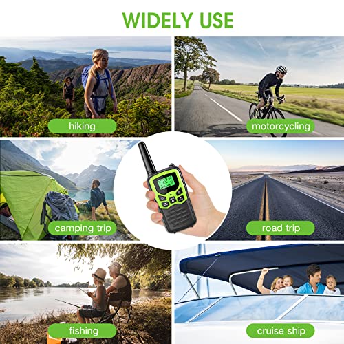 Image of MOICO Walkie Talkies for Adults with 22 FRS Channels, LED Flashlight, VOX Scan LCD Display, Long Range Family Walkie Talkie Radios for Hiking Camping Trip (Green)