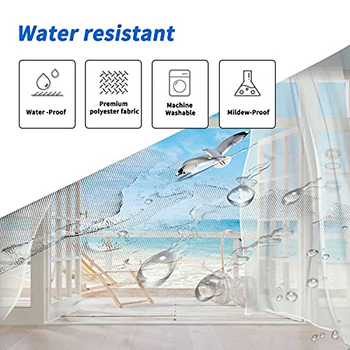 Lnond Tropical Ocean Shower Curtain For Bathroom, Beach Shower Curtain With 12 Hooks, Summer Scene Tropical Shower Curtains, Washable Waterproof Fabric Shower Curtain Set For Bathroom (72" X 72") #TOP6