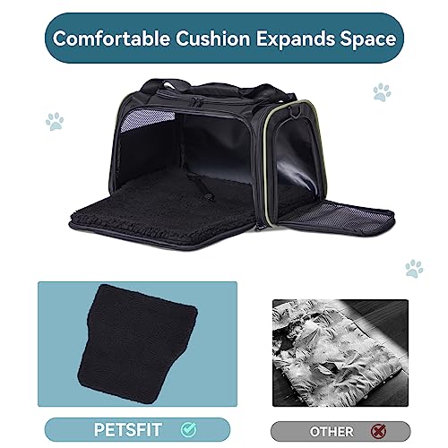 Image of PETSFIT Large Cat Carrier, Dog Carrier up to 25Lbs, Pet Privacy Protection Travel Pet Carrier for Medium and Large Cats, Small Dogs, Puppies (Large, Black)