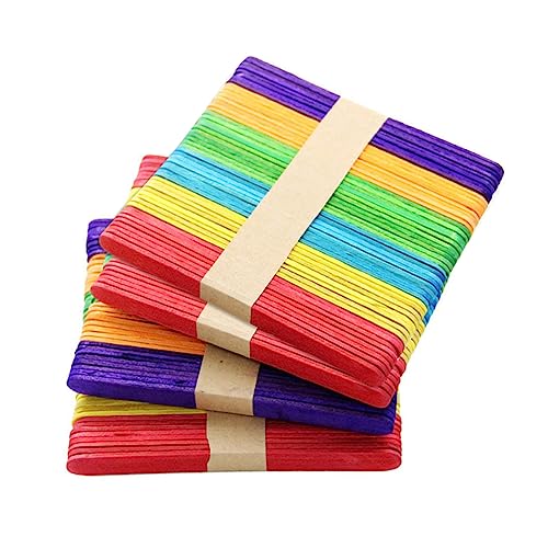 JEWEDECO 4bag Colorful Wooden Craft Sticks for Projects of Non-Waxed