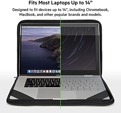 Belkin EDA004 Always-On Laptop Sleeve Case Compatible with up to 14 inch Laptop, Tablet, ChromeBook, iPad and MacBook for Device Protection with Two Pockets,Black