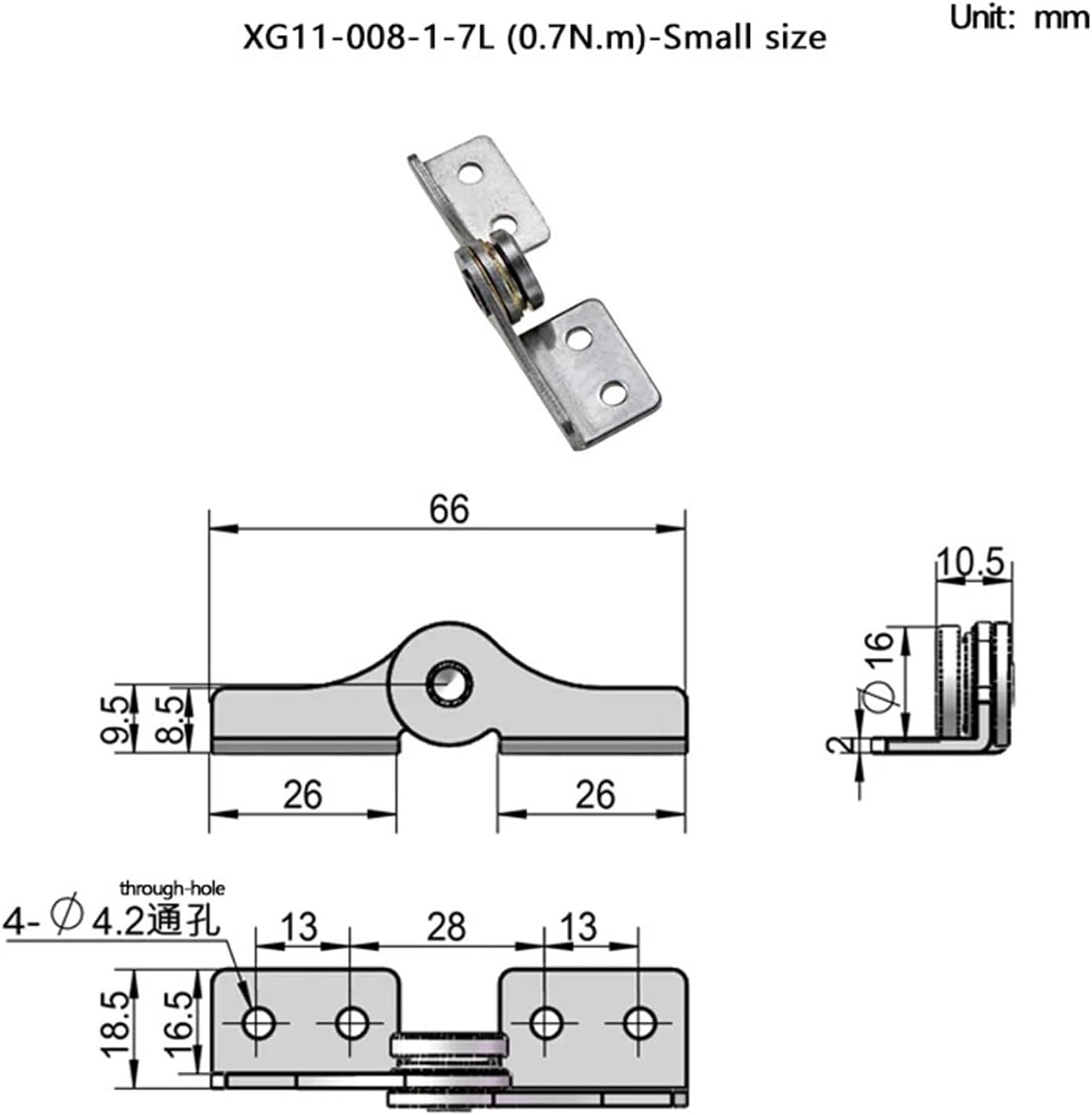 L-Shaped Damping Hinge Stainless Steel Torque - Any Angle Positioning Free-Stop Pivot 1Pcs(Small-(0.7N.m)-L)