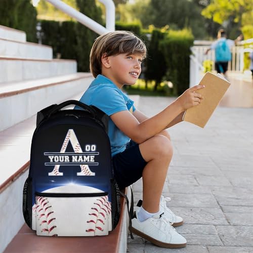 School Backpack for Kids - Personalized Baseball Boys Backpacks with Name Initial - 17" Large Capacity Sport Bookbag for Children - Custom School Supplies for Preschool Elementary Middle3