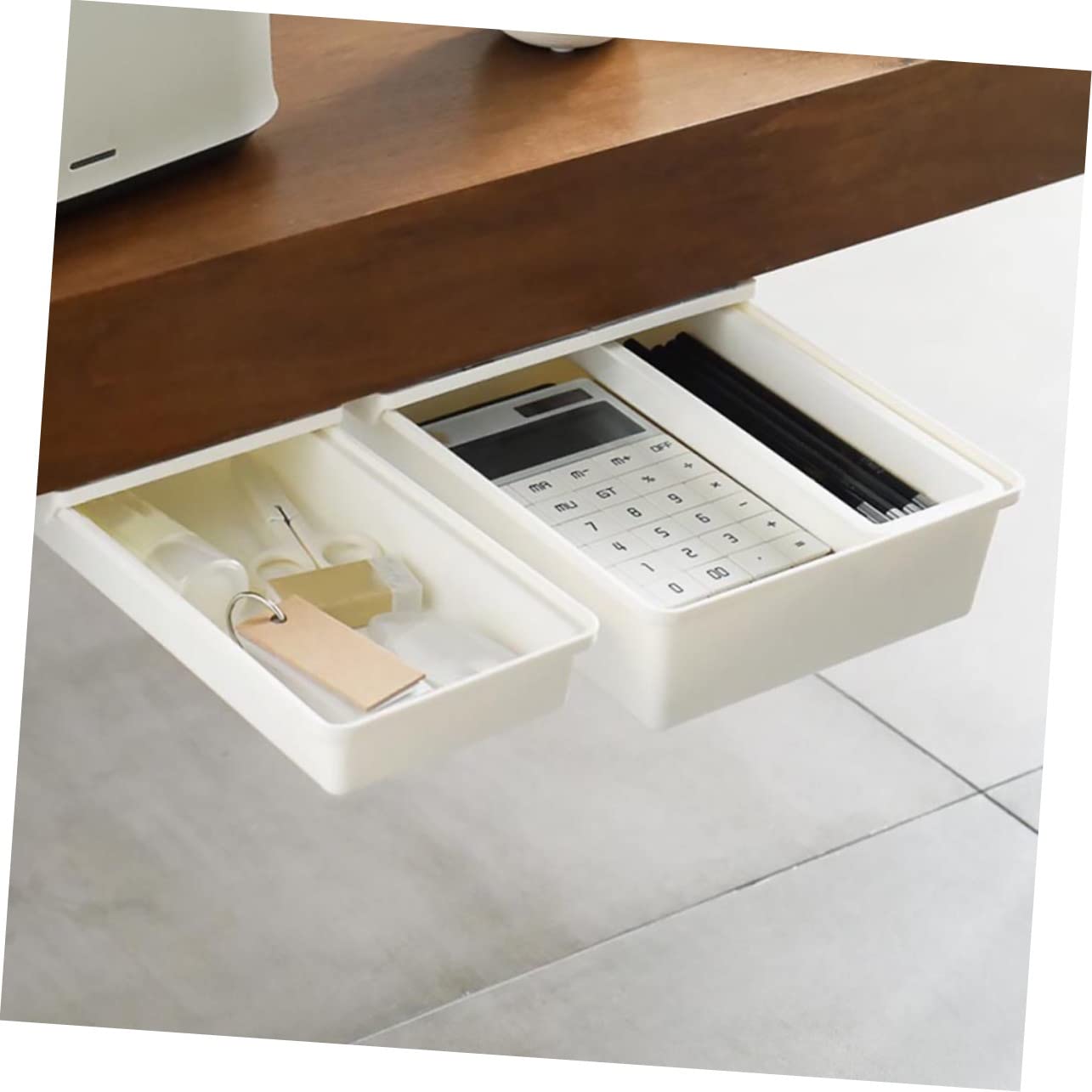 Uonlytech 2pezzi Sottotavolo Estraibile Organizer per Cancelleria Articoli per Ufficio Cassetto Invisibile Resistente Contenitore Portaoggetti Nascosto