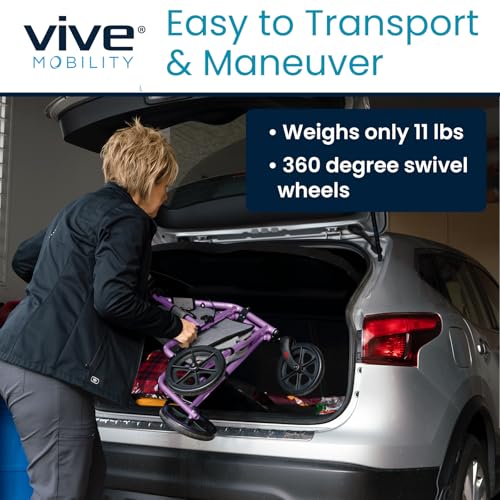 Image of Vive Mobility 3 Wheel Walker for Seniors - Foldable Narrow Rollator Walker