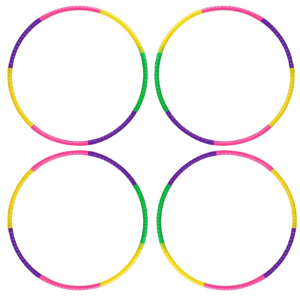 4 Pack Colorful Hula Hoops, 51CM Lightweight Portable Plastic Hoola Hoop Toys, Durable Hula Hoops for Indoor Outdoor Play, Exercise Game & Party Activity Gifts