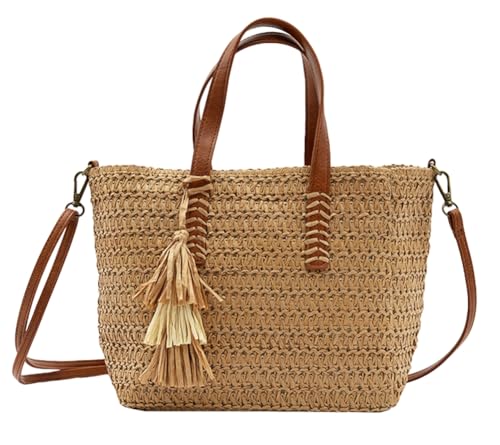 Bolso de mano de paja para mujer, verano y playa miniatura 1