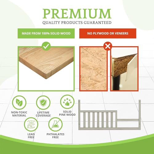Image of Toddler Bed Safety Guard Rail for Oxford Baby, Soho, Ozlo & Avalon Baby Convertible Cribs - Solid Wood Rail for Toddler Bed Conversion - Safety Rails for Children (Weathered Oak, Option 1)