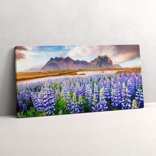 Fleurs de lupin magiques œuvre murale d'art de luxe image sur toile peinte 100x50cm