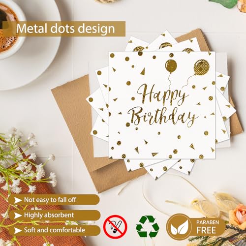 96PCS Happy Birthday Plates and Napkins Party Supplies, Black and Gold Disposable Paper Plates and Napkins with Forks Tableware Set for Birthday Party Decorations 24 Guests - Image 6