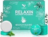 Shower Steamers Aromatherapy 6 Pack - Breathe Easy & Relaxation with Eucalyptus Menthol Essential Oils, Valentines Day Birthday Gifts for Her Mom Wife Women, White Elephant, Home Self-Care SPA Gift
