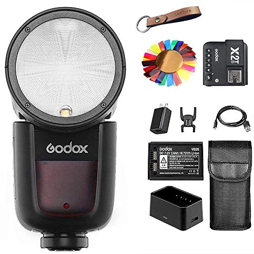 Godox V1-S TTL Speedlite and X2T-S Wireless Trigger Set, with 2.4G Wireless System and 18650 Lithium Battery Support for 480 Full Power Pops, Compatible with Sony DSLR