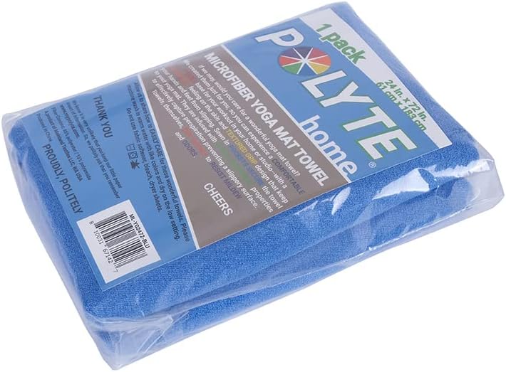 Miniatura 7 de POLYTE Toalla de microfibra para yoga caliente con agarre de silicona antideslizante y correas elásticas de ajuste seguro, 24 x 72 pulgadas (azul)