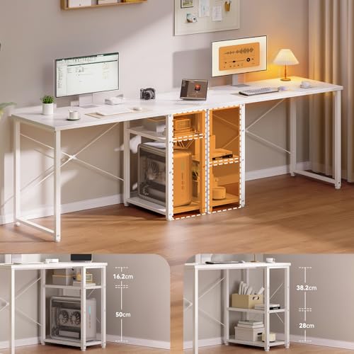 ODK Kleiner Tisch mit Regal, 120×48 cm, Weiß – Ansicht 4