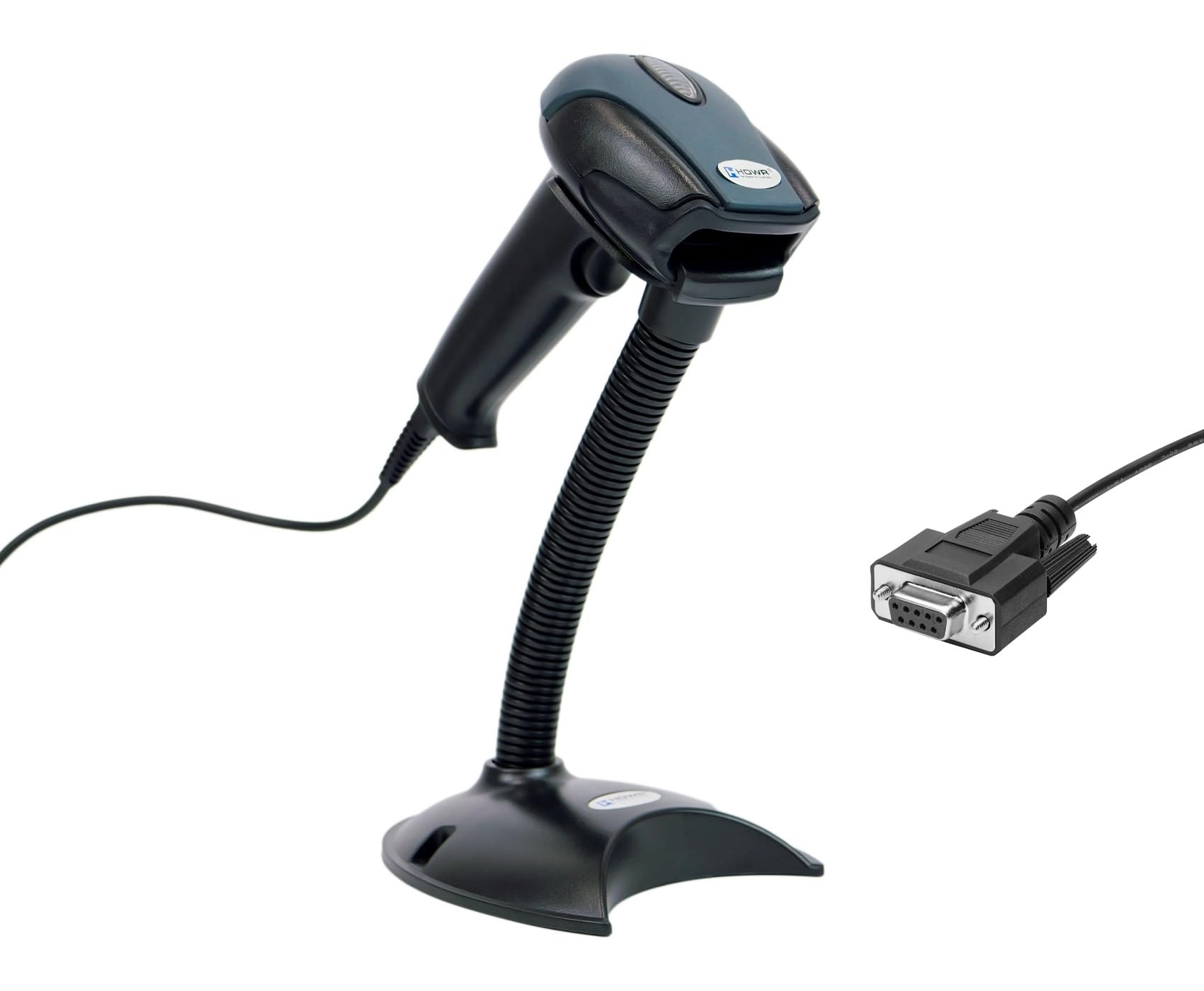 Automatisches Barcode-Lesegerät HD29A HDWR mit RS232 Kabel | Barcodescanner zum Lesen von Strichcode mit verstellbarem Standfuß | Schnelles Strichcode-Lesegerät| 1D Code
