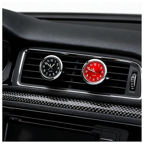 2PCS Luminous Analog Car Clocks for Dash Stick on,Mini Tiny Stick on Clock for Car Dashboard with Vent Clip,Self-Adhesive Dashboard Clock for Vent & Dashboards Decoration