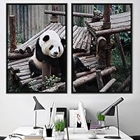 2 Piece Framed Canvas Wall Art Panda Canvas Prints Home Artwork Decoration for Living Room,Bedroom - 16