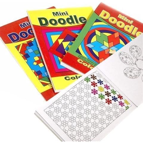 12 Mini A6 Doodle Activity Books - Pattern Colouring - Party Bag Fillers Cover